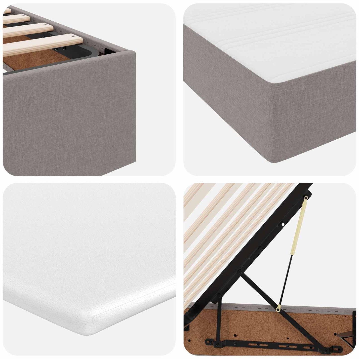 Opslag bed met matras met matras Taupe 200 x 200 cm Polyester is nu te koop bij PeponiXL, paradijselijk wonen!