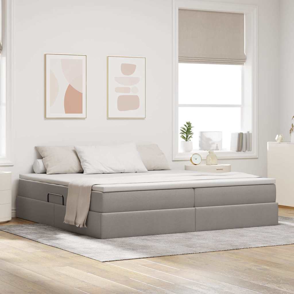 Opslag bed met matras met matras Taupe 200 x 200 cm Polyester is nu te koop bij PeponiXL, paradijselijk wonen!
