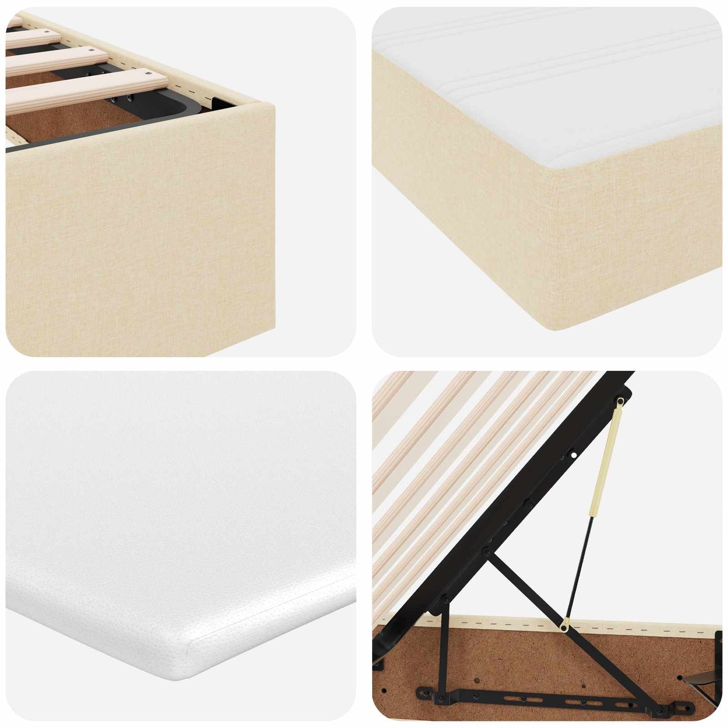 Opslag bed met matras met matras Crème 200 x 200 cm Polyester is nu te koop bij PeponiXL, paradijselijk wonen!