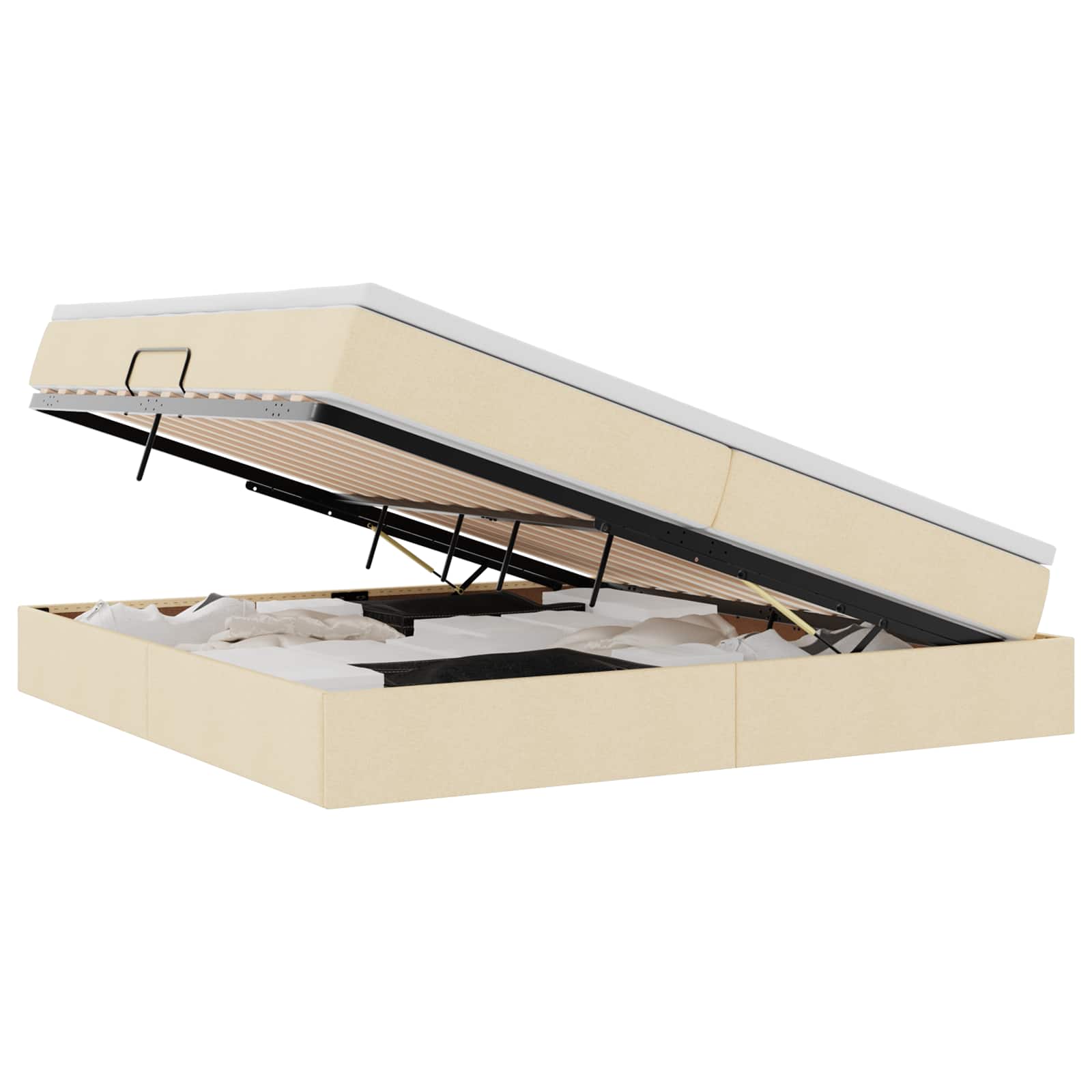 Opslag bed met matras met matras Crème 200 x 200 cm Polyester is nu te koop bij PeponiXL, paradijselijk wonen!