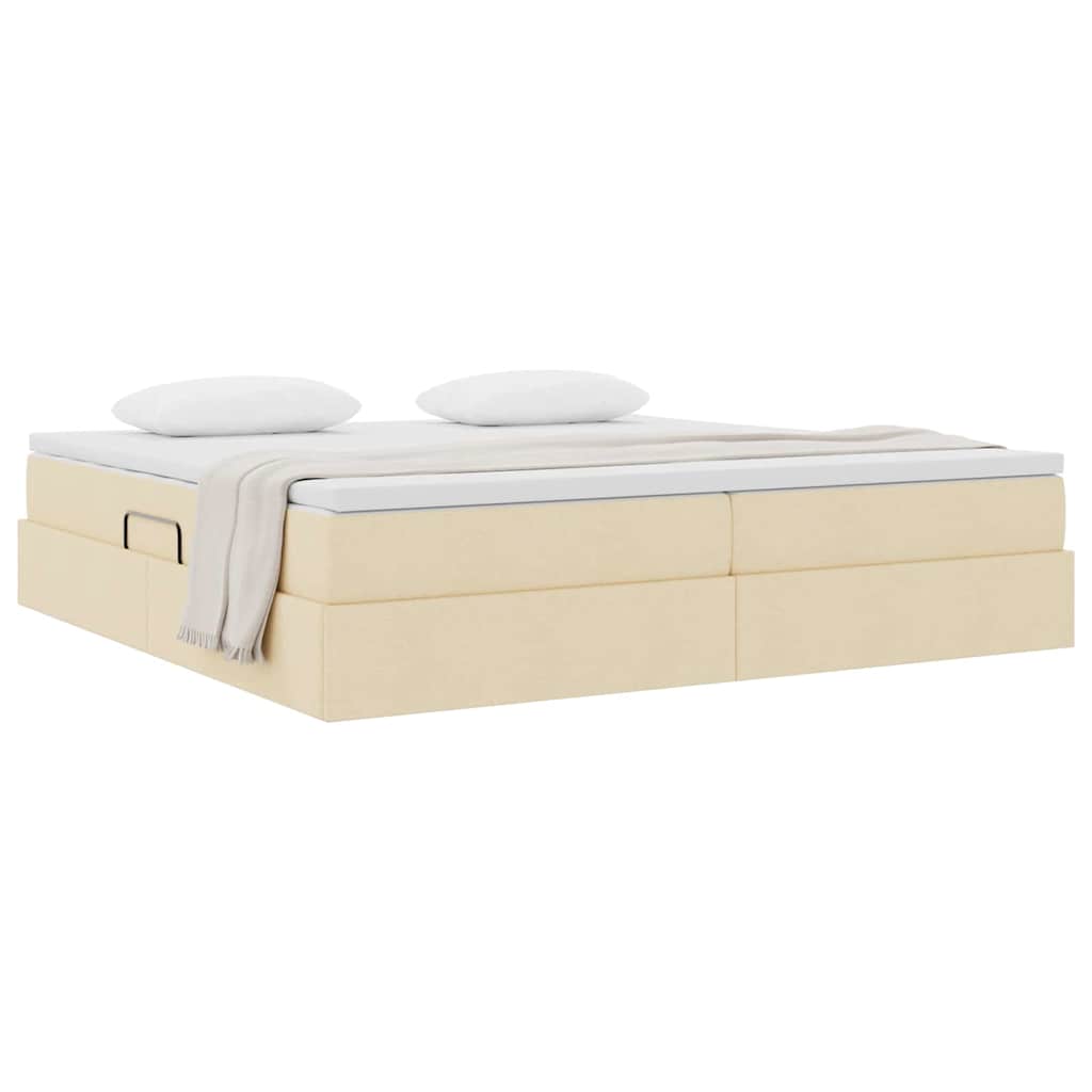 Opslag bed met matras met matras Crème 200 x 200 cm Polyester is nu te koop bij PeponiXL, paradijselijk wonen!