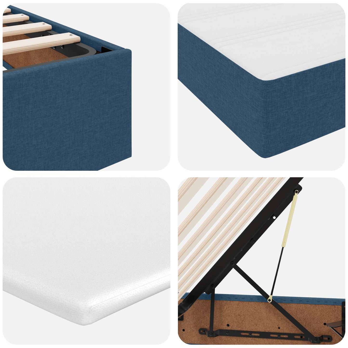 Opslag bed met matras met matras Blauw 200 x 200 cm Polyester is nu te koop bij PeponiXL, paradijselijk wonen!