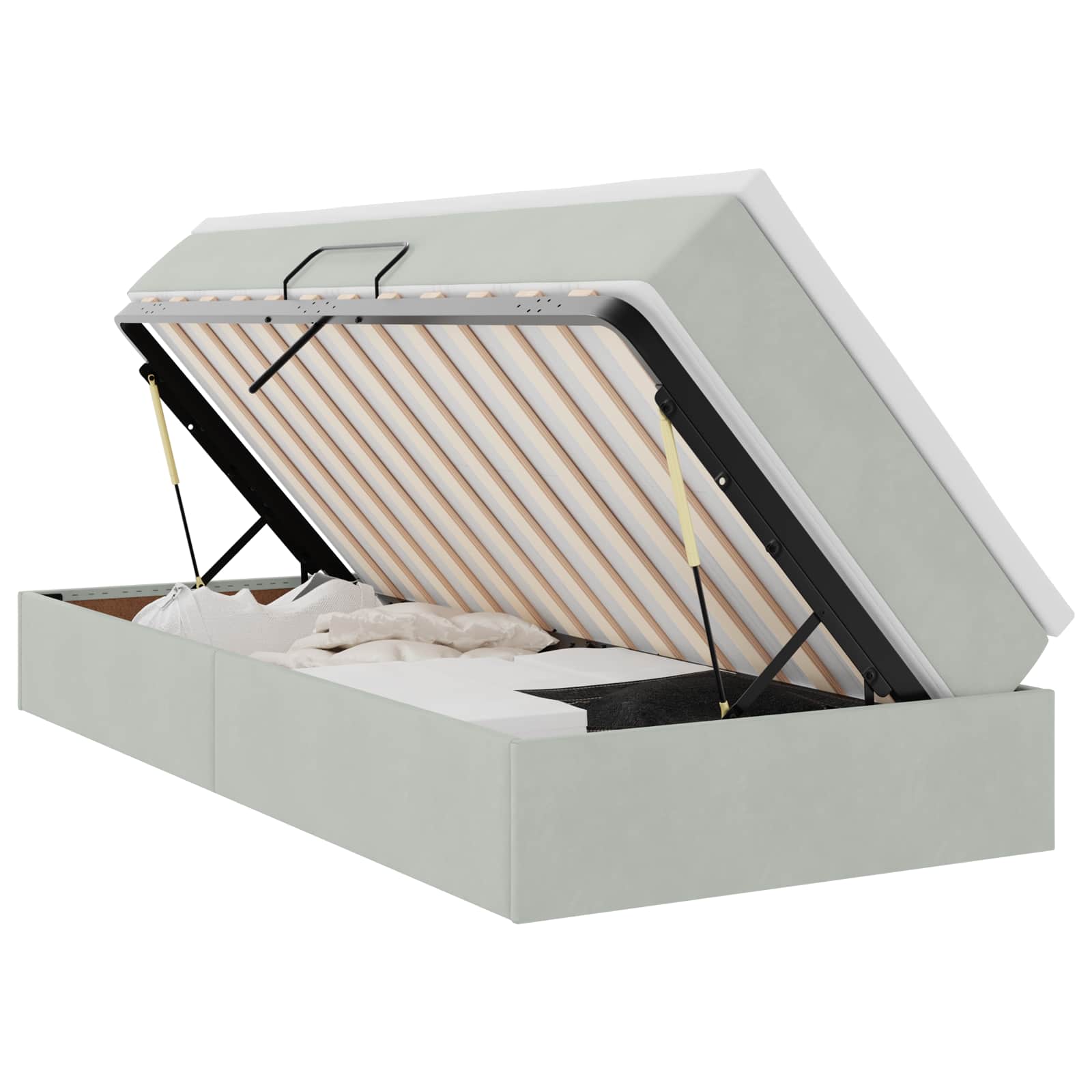 Opbergbed met matras met matras Lichtgrijs 90 x 190 cm Fluweel is nu te koop bij PeponiXL, paradijselijk wonen!