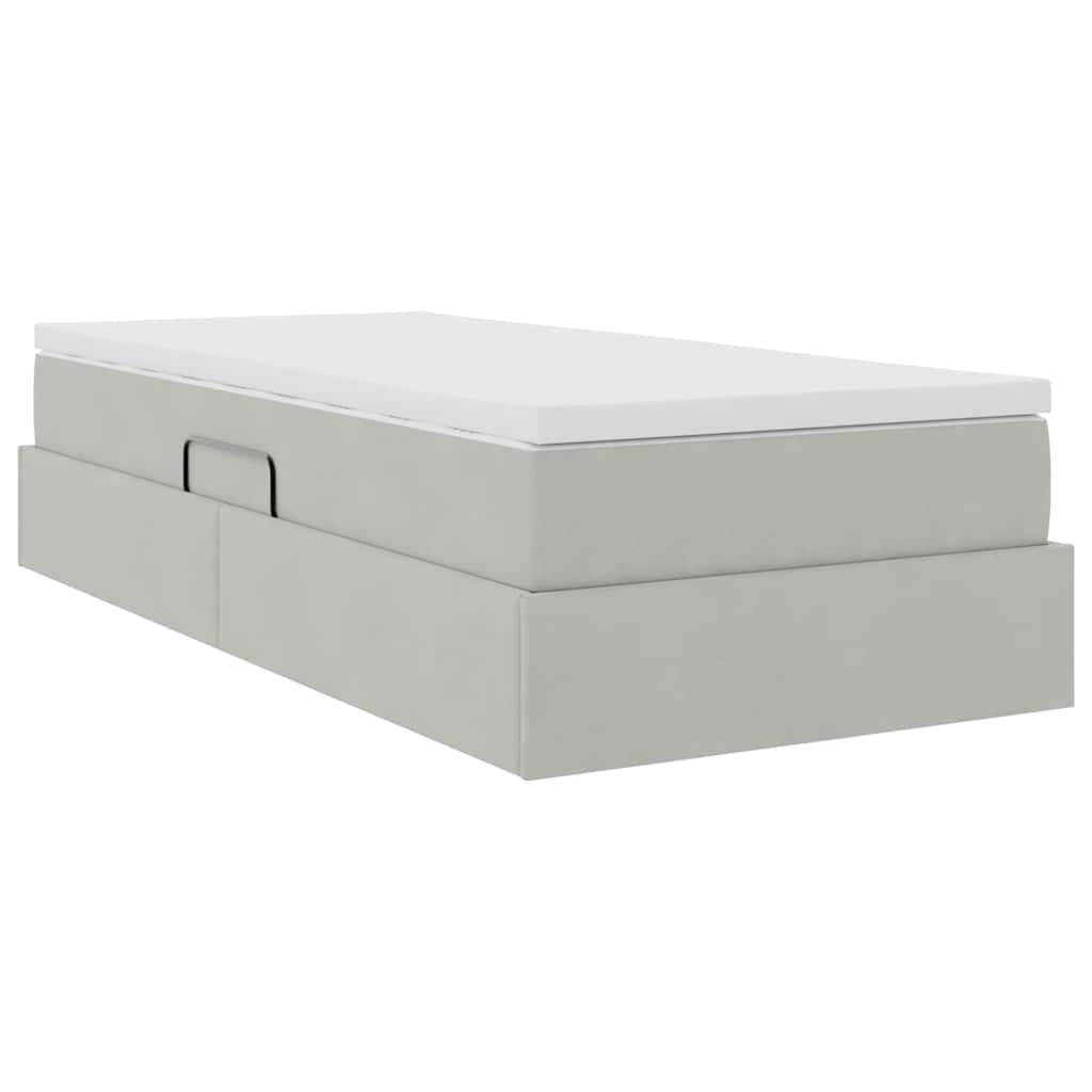 Opbergbed met matras met matras Lichtgrijs 90 x 190 cm Fluweel is nu te koop bij PeponiXL, paradijselijk wonen!