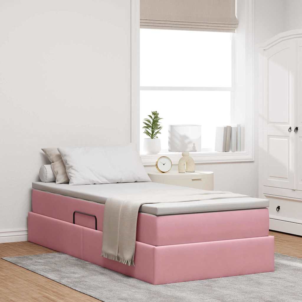 Opbergbed met matras met matras Roze 90 x 190 cm Fluweel is nu te koop bij PeponiXL, paradijselijk wonen!