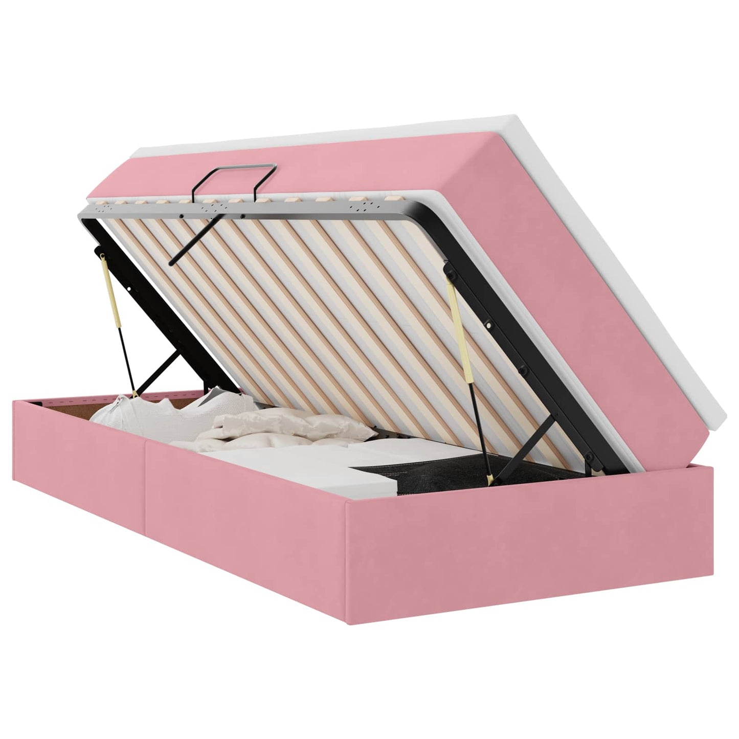 Opbergbed met matras met matras Roze 90 x 190 cm Fluweel is nu te koop bij PeponiXL, paradijselijk wonen!