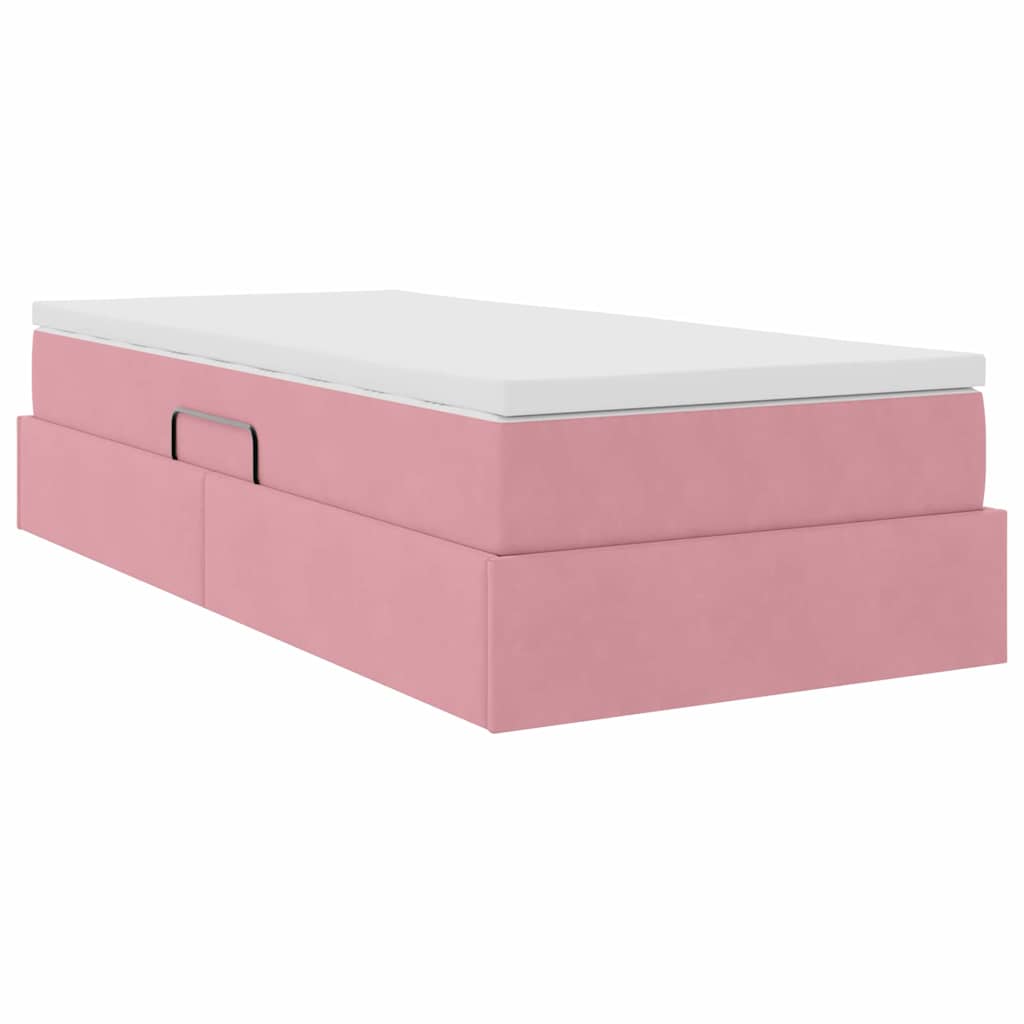 Opbergbed met matras met matras Roze 90 x 190 cm Fluweel is nu te koop bij PeponiXL, paradijselijk wonen!