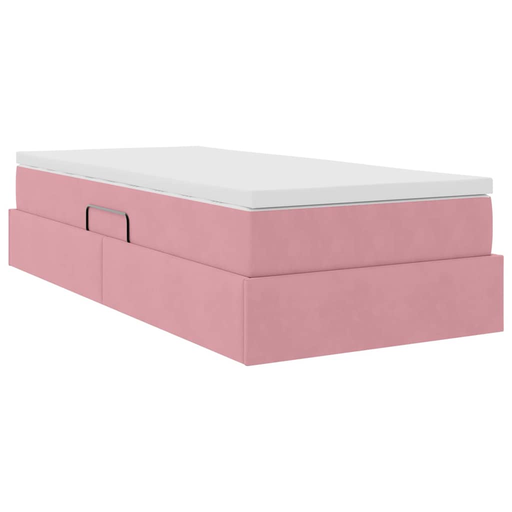 Opbergbed met matras met matras Roze 90 x 190 cm Fluweel is nu te koop bij PeponiXL, paradijselijk wonen!