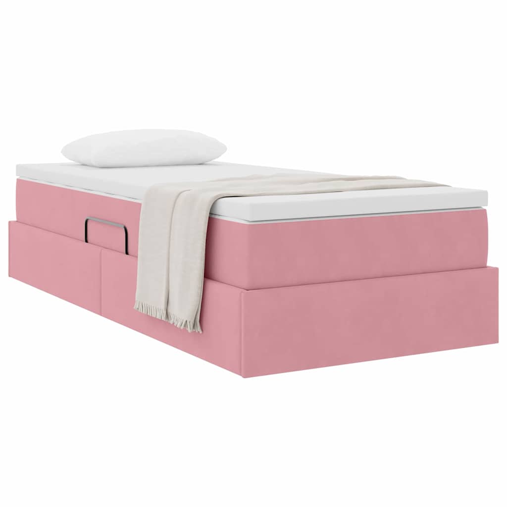 Opbergbed met matras met matras Roze 90 x 190 cm Fluweel is nu te koop bij PeponiXL, paradijselijk wonen!
