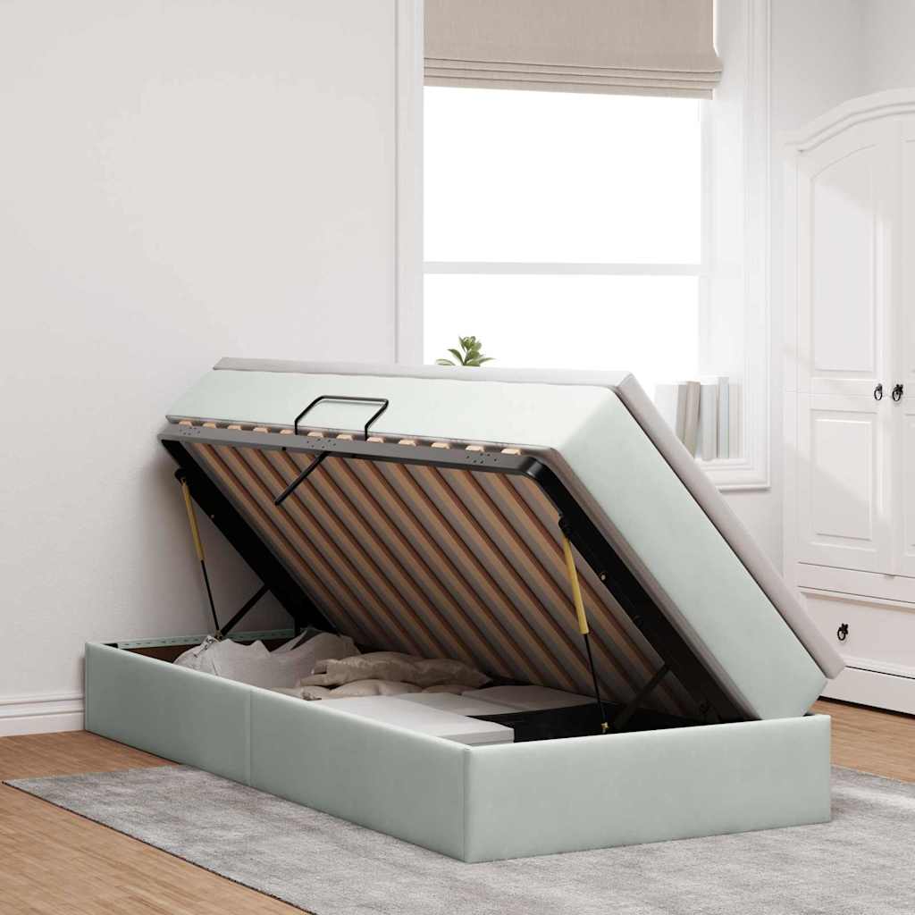 Opbergbed met matras met matras Lichtgrijs 90 x 200 cm Fluweel is nu te koop bij PeponiXL, paradijselijk wonen!
