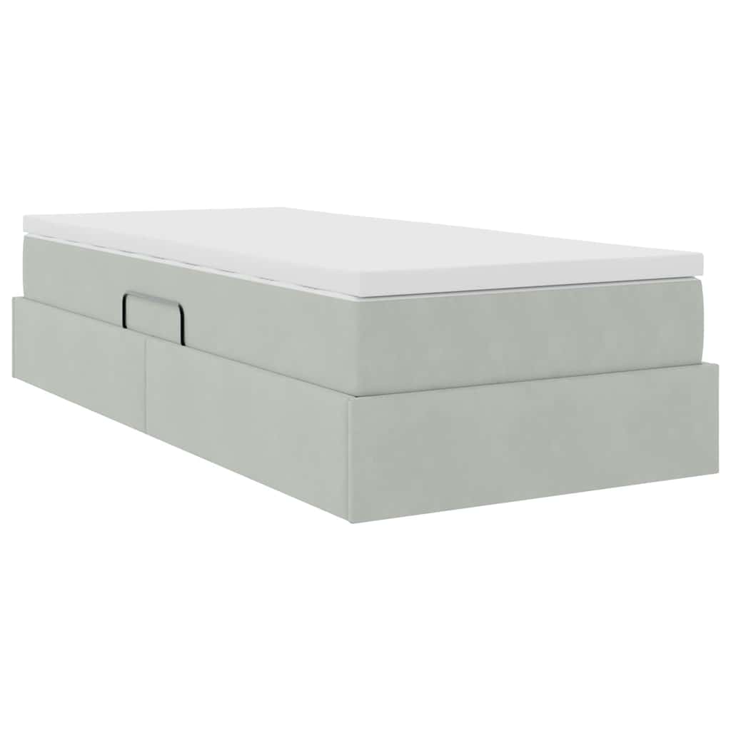 Opbergbed met matras met matras Lichtgrijs 90 x 200 cm Fluweel is nu te koop bij PeponiXL, paradijselijk wonen!