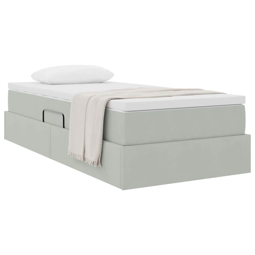 Opbergbed met matras met matras Lichtgrijs 90 x 200 cm Fluweel is nu te koop bij PeponiXL, paradijselijk wonen!