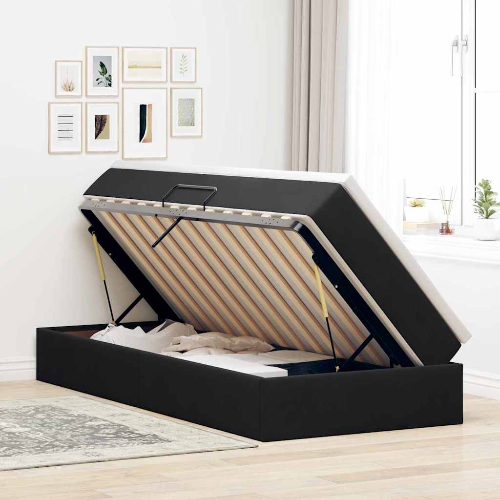 Opbergbed met matras met matras Zwart 90 x 200 cm Fluweel is nu te koop bij PeponiXL, paradijselijk wonen!