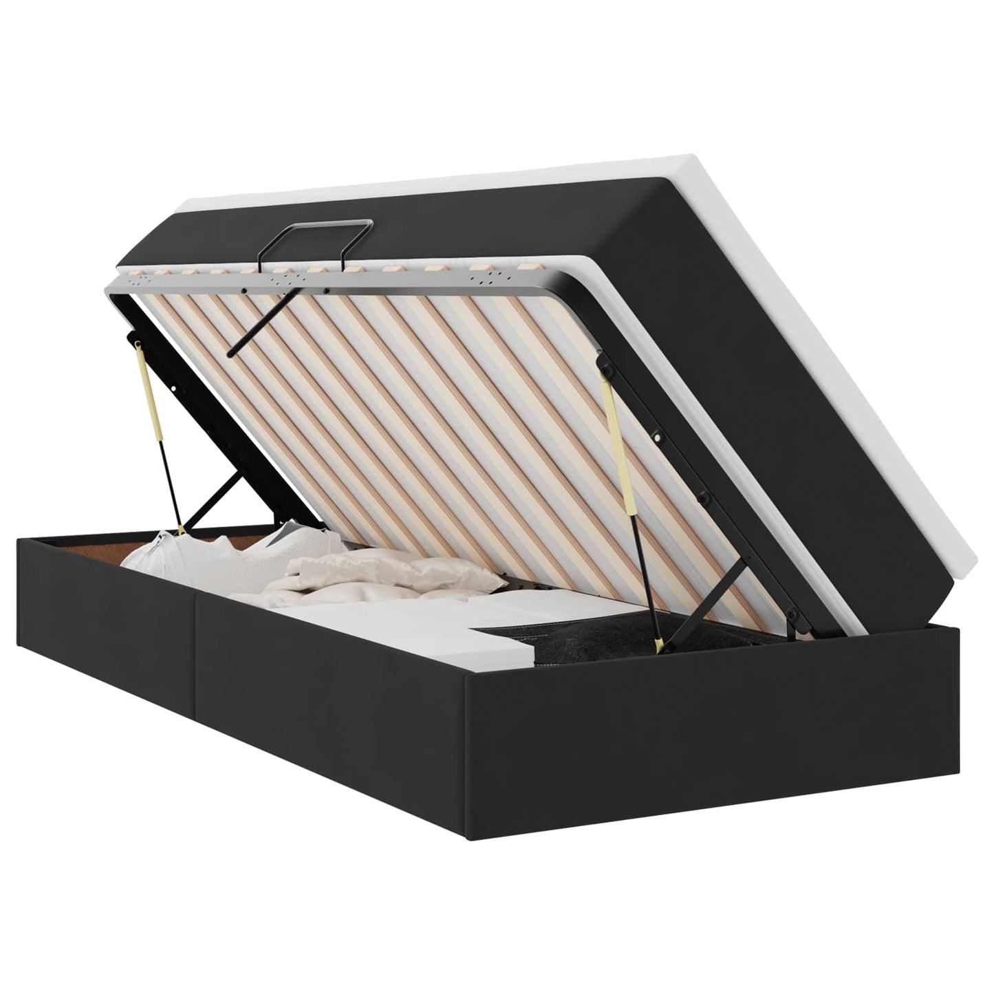 Opbergbed met matras met matras Zwart 90 x 200 cm Fluweel is nu te koop bij PeponiXL, paradijselijk wonen!