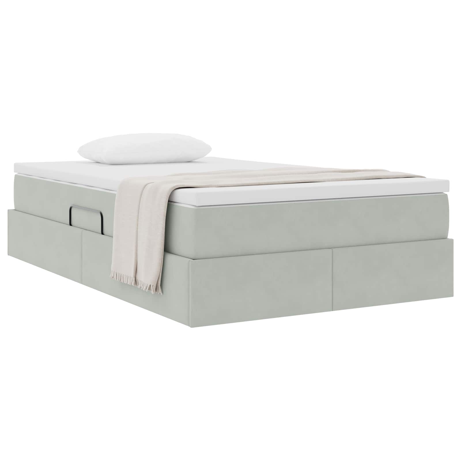 Opbergbed met matras met matras Lichtgrijs 120 x 190 cm Fluweel is nu te koop bij PeponiXL, paradijselijk wonen!