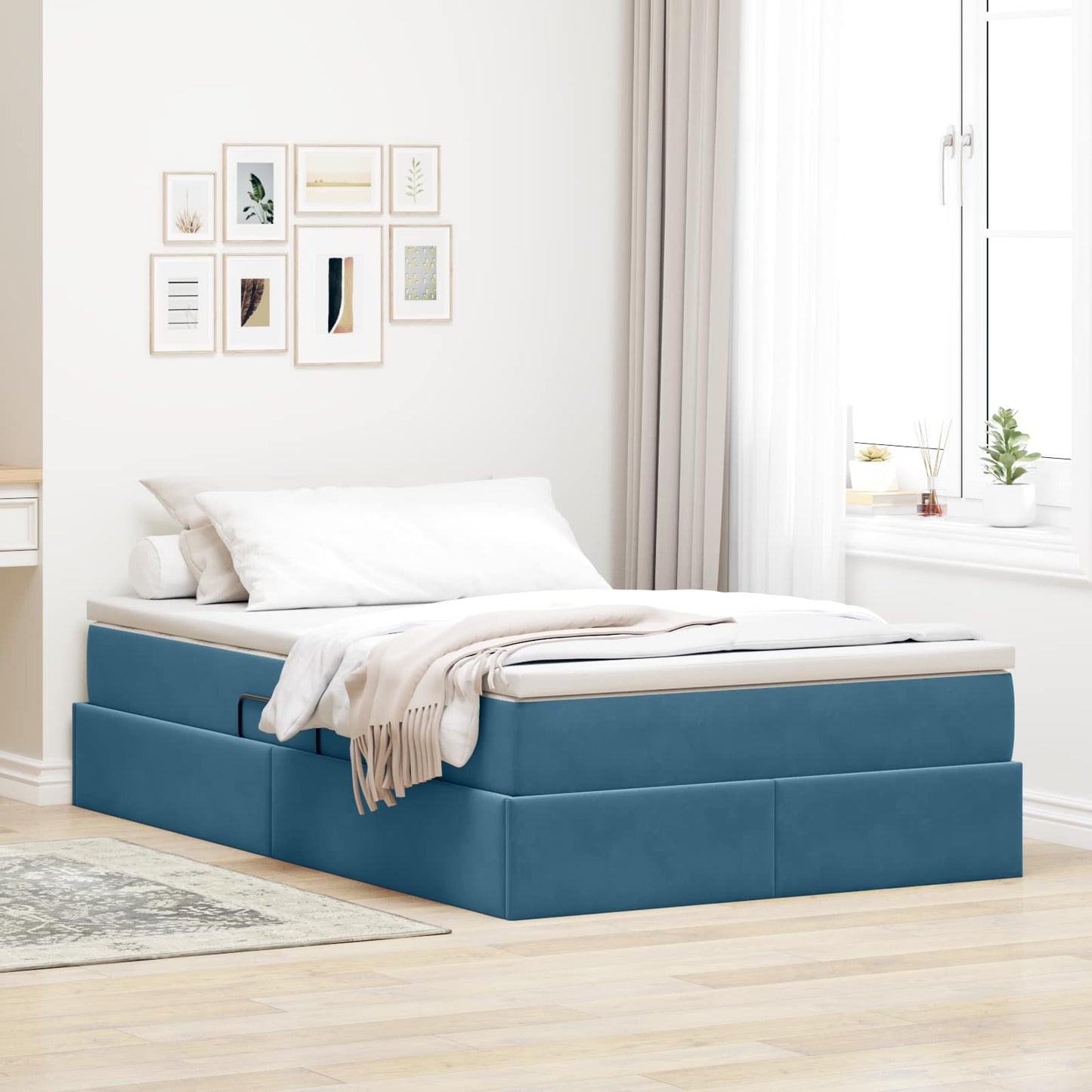 Opbergbed met matras met matras Blauw 120 x 190 cm Fluweel is nu te koop bij PeponiXL, paradijselijk wonen!