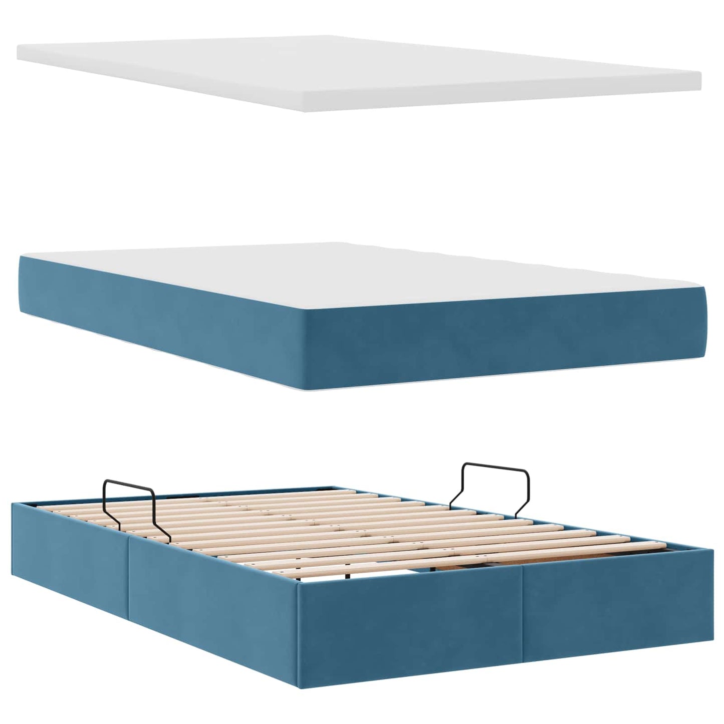 Opbergbed met matras met matras Blauw 120 x 190 cm Fluweel is nu te koop bij PeponiXL, paradijselijk wonen!