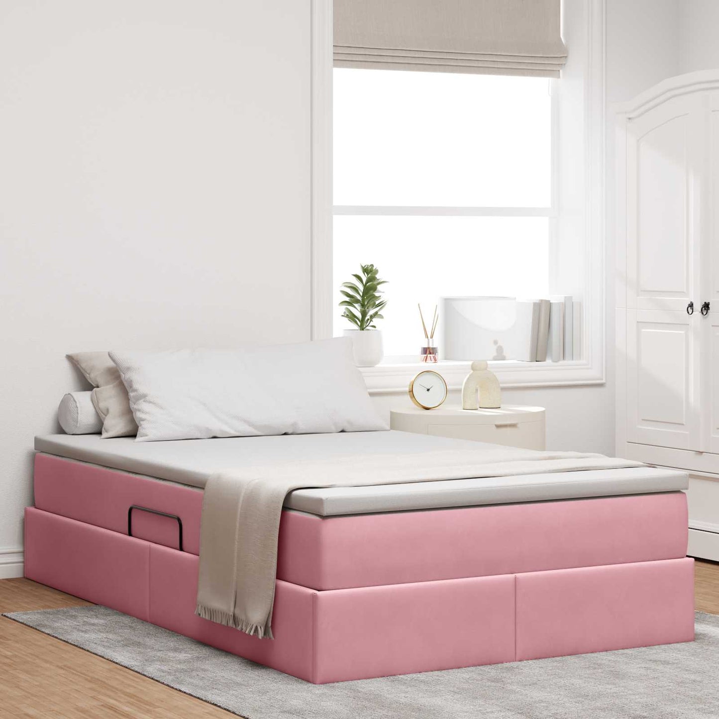 Opbergbed met matras met matras Roze 120 x 190 cm Fluweel is nu te koop bij PeponiXL, paradijselijk wonen!