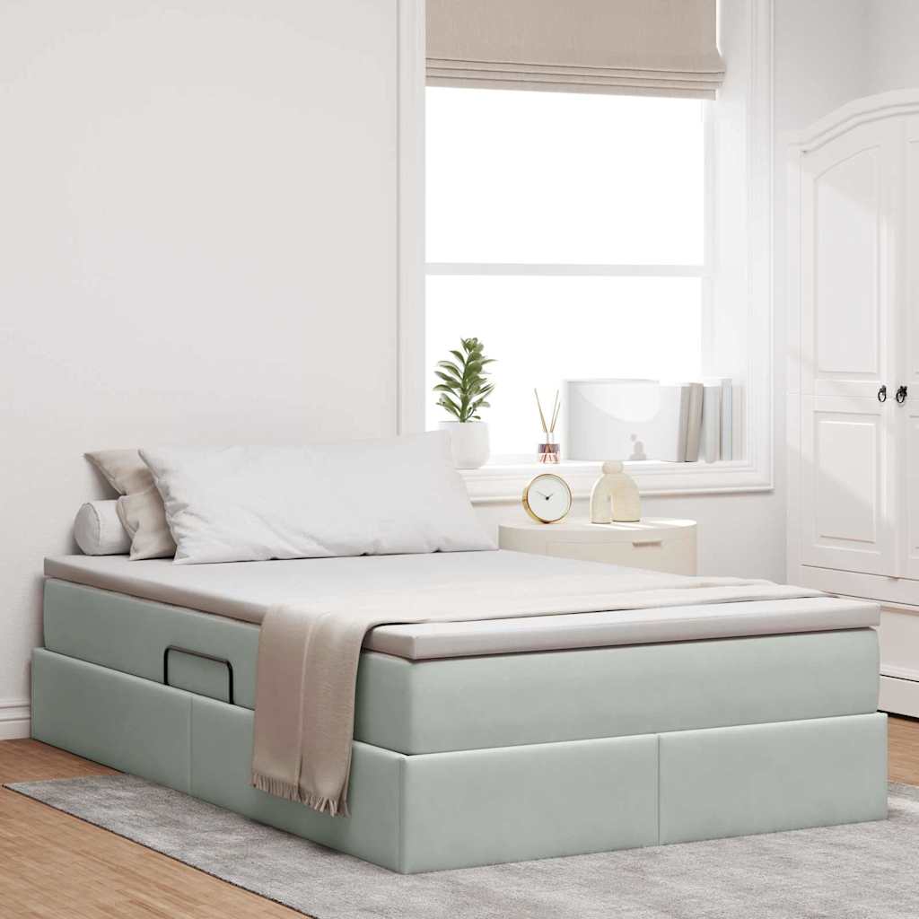 Opbergbed met matras met matras Lichtgrijs 120 x 200 cm Fluweel is nu te koop bij PeponiXL, paradijselijk wonen!