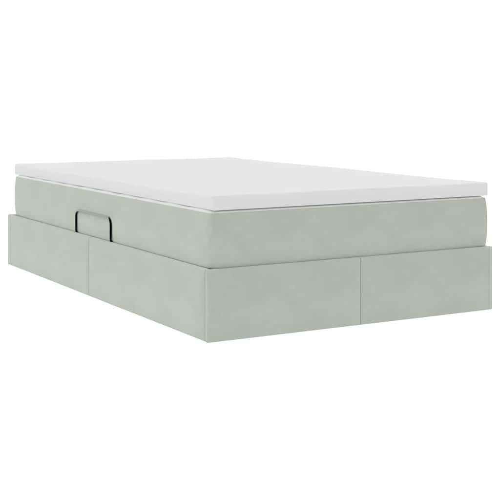 Opbergbed met matras met matras Lichtgrijs 120 x 200 cm Fluweel is nu te koop bij PeponiXL, paradijselijk wonen!