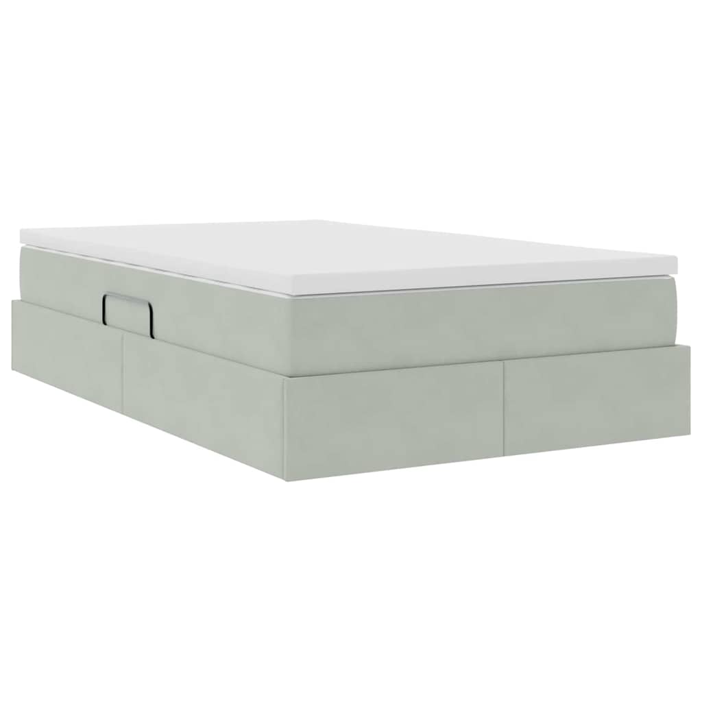 Opbergbed met matras met matras Lichtgrijs 120 x 200 cm Fluweel is nu te koop bij PeponiXL, paradijselijk wonen!