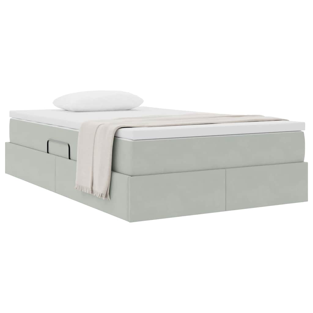 Opbergbed met matras met matras Lichtgrijs 120 x 200 cm Fluweel is nu te koop bij PeponiXL, paradijselijk wonen!