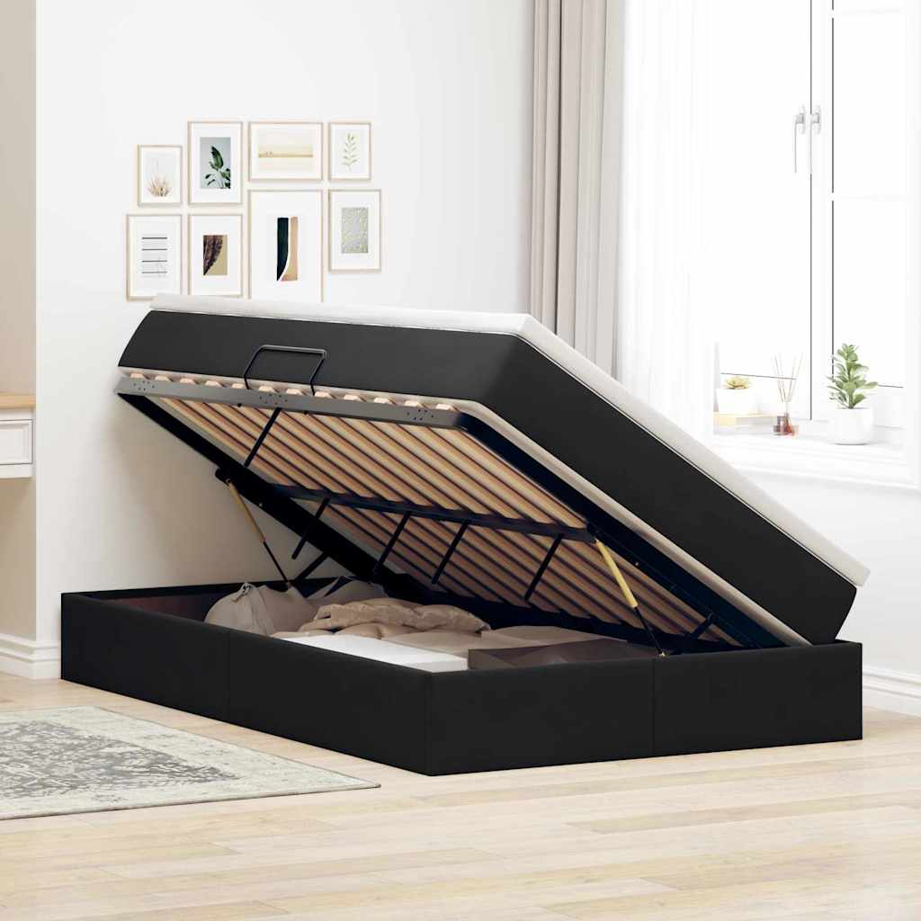 Opbergbed met matras met matras Zwart 120 x 200 cm Fluweel is nu te koop bij PeponiXL, paradijselijk wonen!