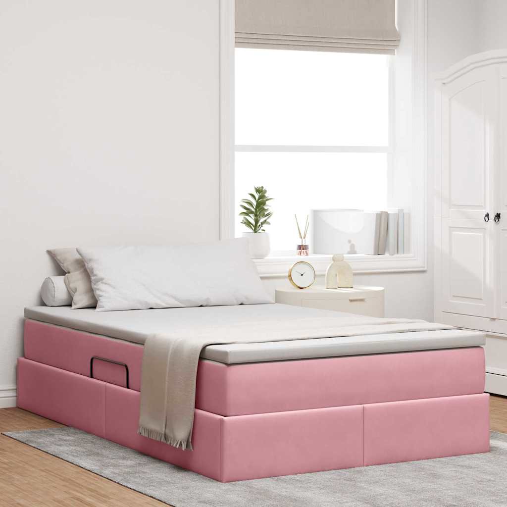 Opbergbed met matras met matras Roze 120 x 200 cm Fluweel is nu te koop bij PeponiXL, paradijselijk wonen!