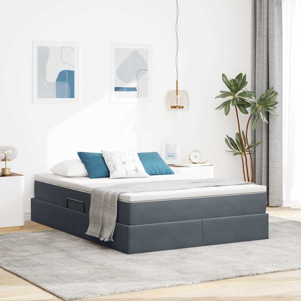 Opbergbed met matras Donkergrijs 140 x 190 cm Fluweel is nu te koop bij PeponiXL, paradijselijk wonen!