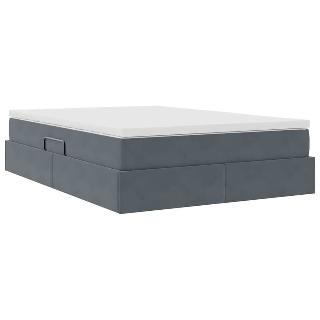 Opbergbed met matras Donkergrijs 140 x 190 cm Fluweel is nu te koop bij PeponiXL, paradijselijk wonen!
