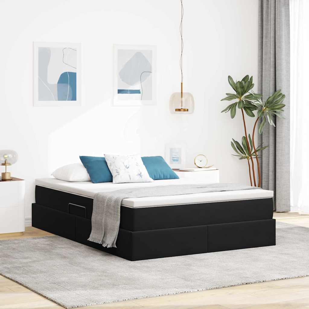 Opbergbed met matras met matras Zwart 140 x 190 cm Fluweel is nu te koop bij PeponiXL, paradijselijk wonen!