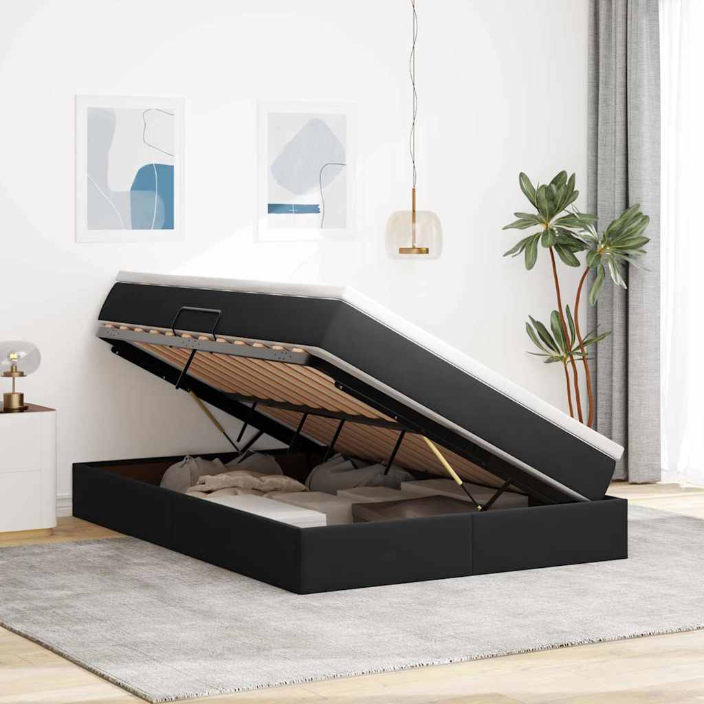 Opbergbed met matras met matras Zwart 140 x 190 cm Fluweel is nu te koop bij PeponiXL, paradijselijk wonen!