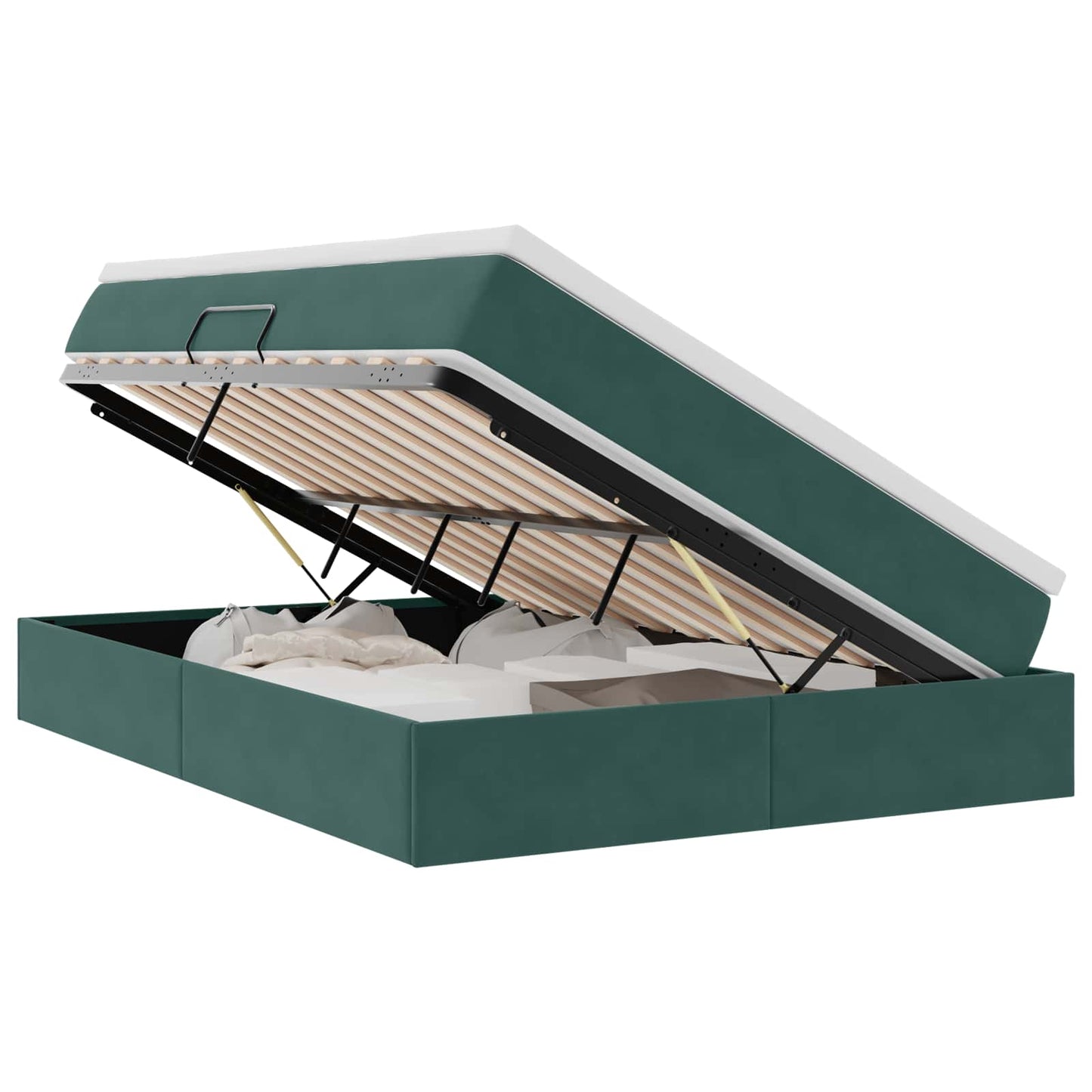 Opbergbed met matras Donkergroen 140 x 190 cm Fluweel is nu te koop bij PeponiXL, paradijselijk wonen!