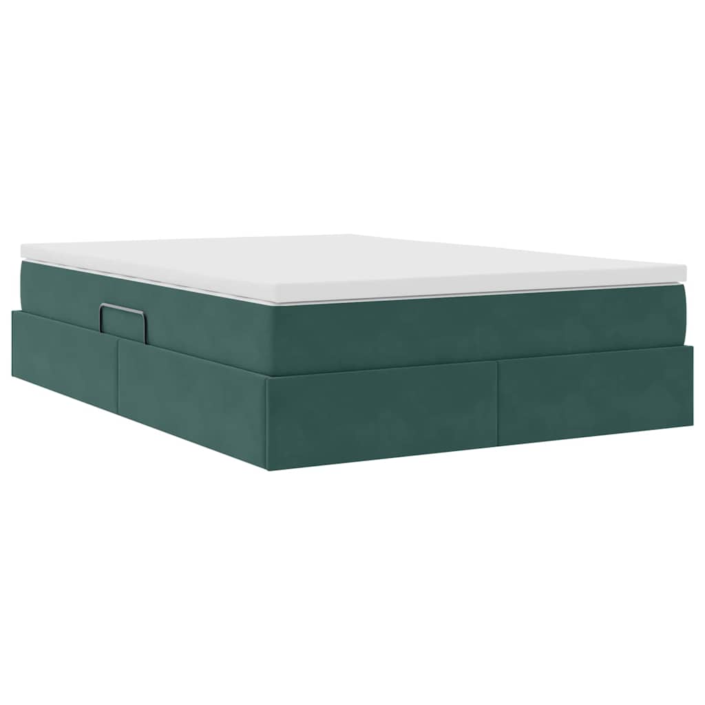 Opbergbed met matras Donkergroen 140 x 190 cm Fluweel is nu te koop bij PeponiXL, paradijselijk wonen!