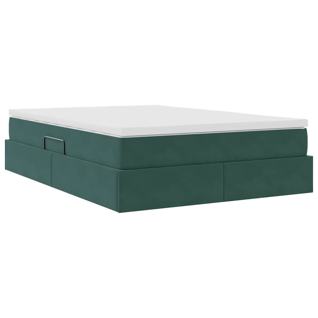 Opbergbed met matras Donkergroen 140 x 190 cm Fluweel is nu te koop bij PeponiXL, paradijselijk wonen!