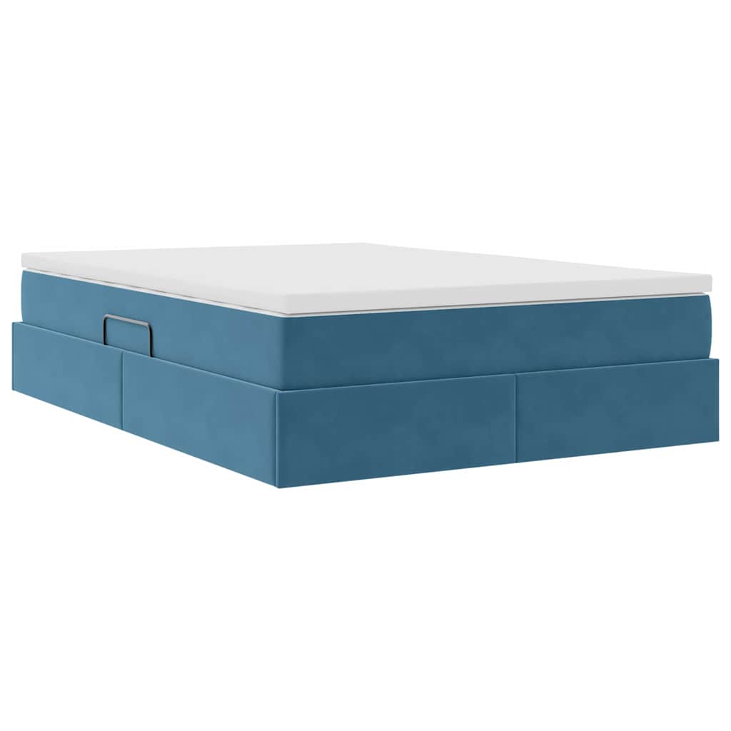 Opbergbed met matras Donkerblauw 140 x 190 cm Fluweel is nu te koop bij PeponiXL, paradijselijk wonen!