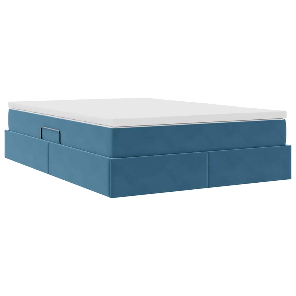 Opbergbed met matras Donkerblauw 140 x 190 cm Fluweel is nu te koop bij PeponiXL, paradijselijk wonen!