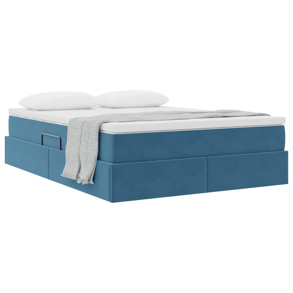 Opbergbed met matras Donkerblauw 140 x 190 cm Fluweel is nu te koop bij PeponiXL, paradijselijk wonen!