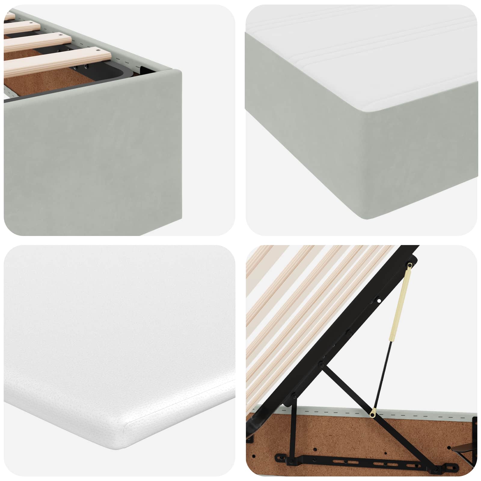 Opbergbed met matras met matras Lichtgrijs 140 x 200 cm Fluweel is nu te koop bij PeponiXL, paradijselijk wonen!