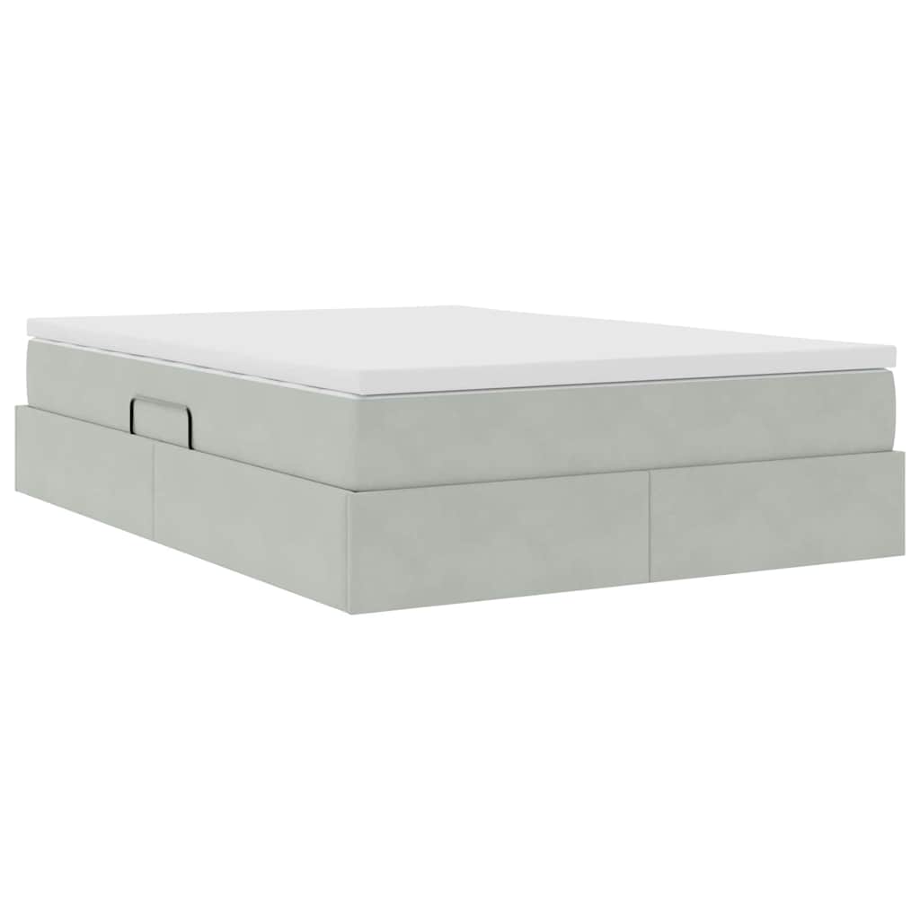 Opbergbed met matras met matras Lichtgrijs 140 x 200 cm Fluweel is nu te koop bij PeponiXL, paradijselijk wonen!