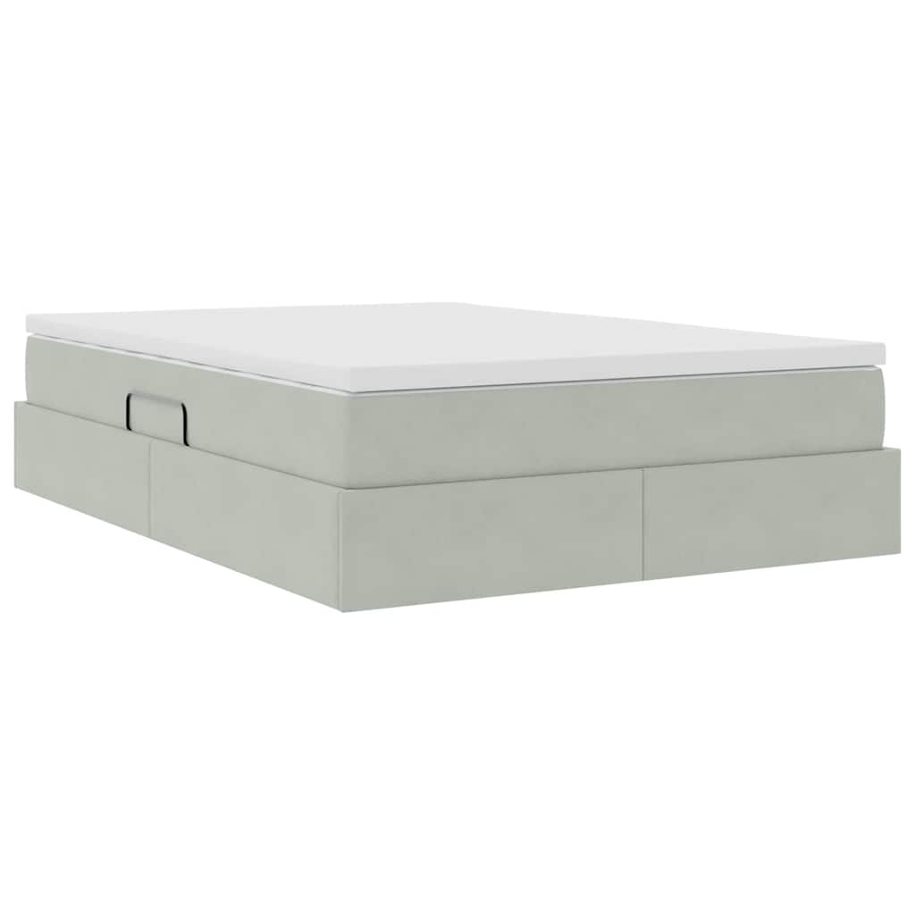 Opbergbed met matras met matras Lichtgrijs 140 x 200 cm Fluweel is nu te koop bij PeponiXL, paradijselijk wonen!
