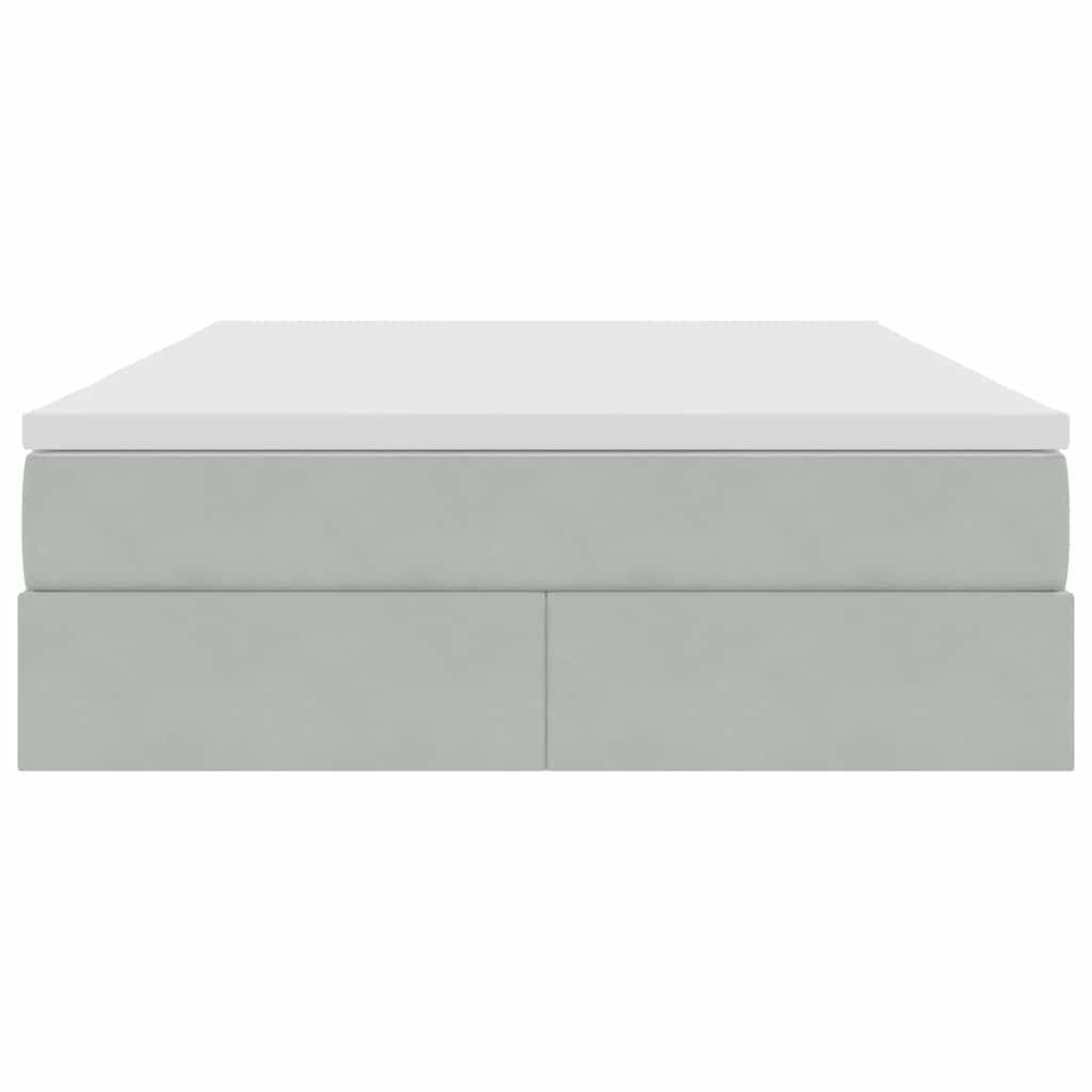 Opbergbed met matras met matras Lichtgrijs 140 x 200 cm Fluweel is nu te koop bij PeponiXL, paradijselijk wonen!