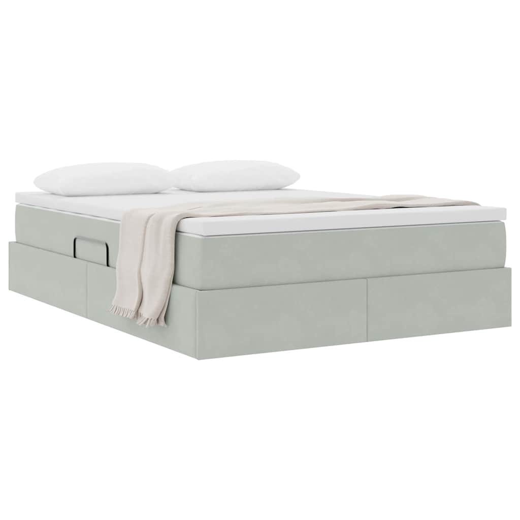 Opbergbed met matras met matras Lichtgrijs 140 x 200 cm Fluweel is nu te koop bij PeponiXL, paradijselijk wonen!
