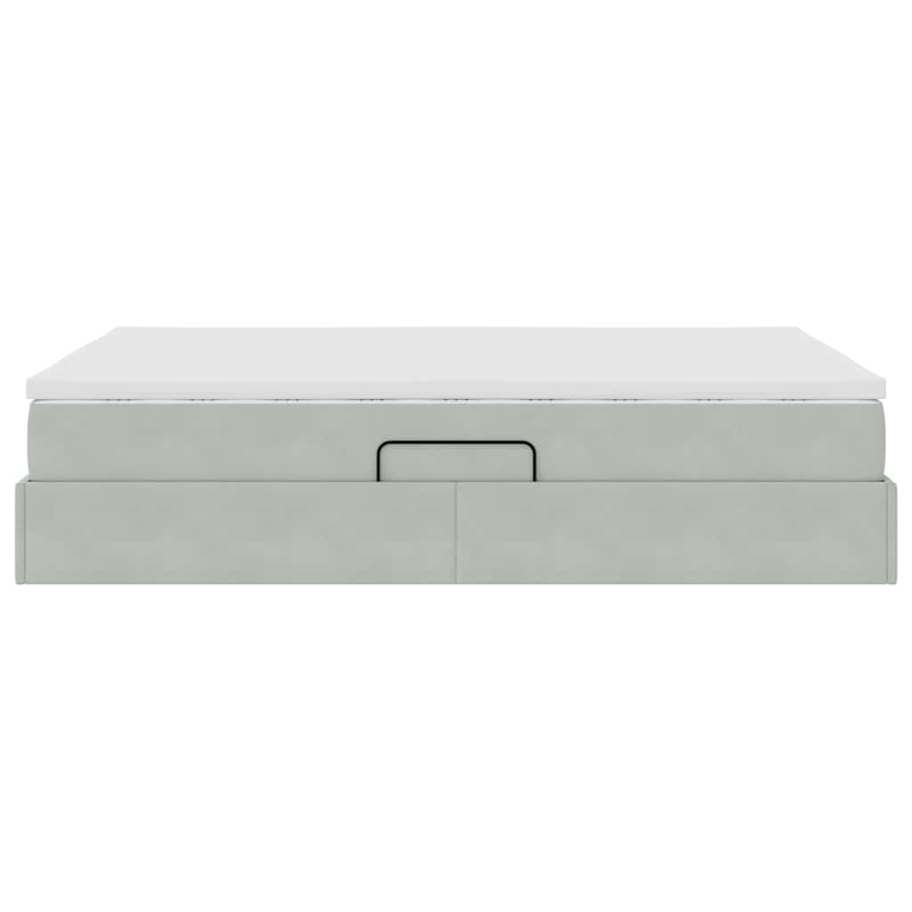Opbergbed met matras met matras Lichtgrijs 140 x 200 cm Fluweel is nu te koop bij PeponiXL, paradijselijk wonen!