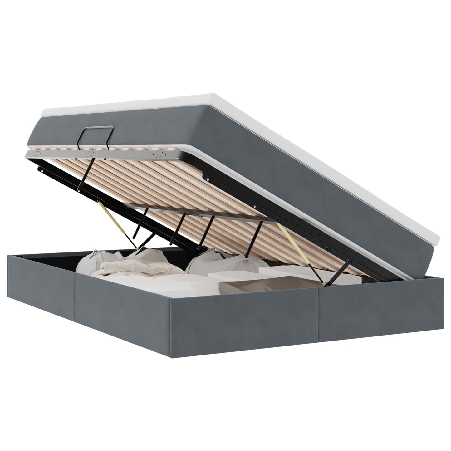 Opbergbed met matras Donkergrijs 140 x 200 cm Fluweel is nu te koop bij PeponiXL, paradijselijk wonen!