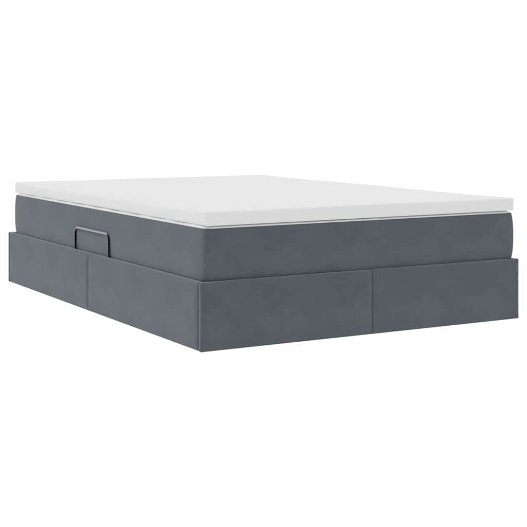 Opbergbed met matras Donkergrijs 140 x 200 cm Fluweel is nu te koop bij PeponiXL, paradijselijk wonen!