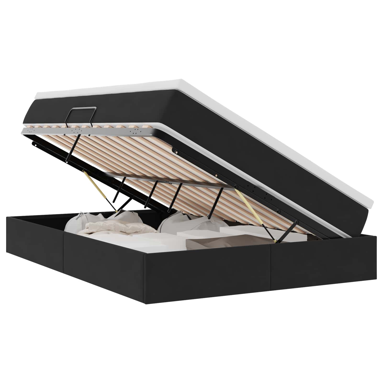 Opbergbed met matras met matras Zwart 140 x 200 cm Fluweel is nu te koop bij PeponiXL, paradijselijk wonen!