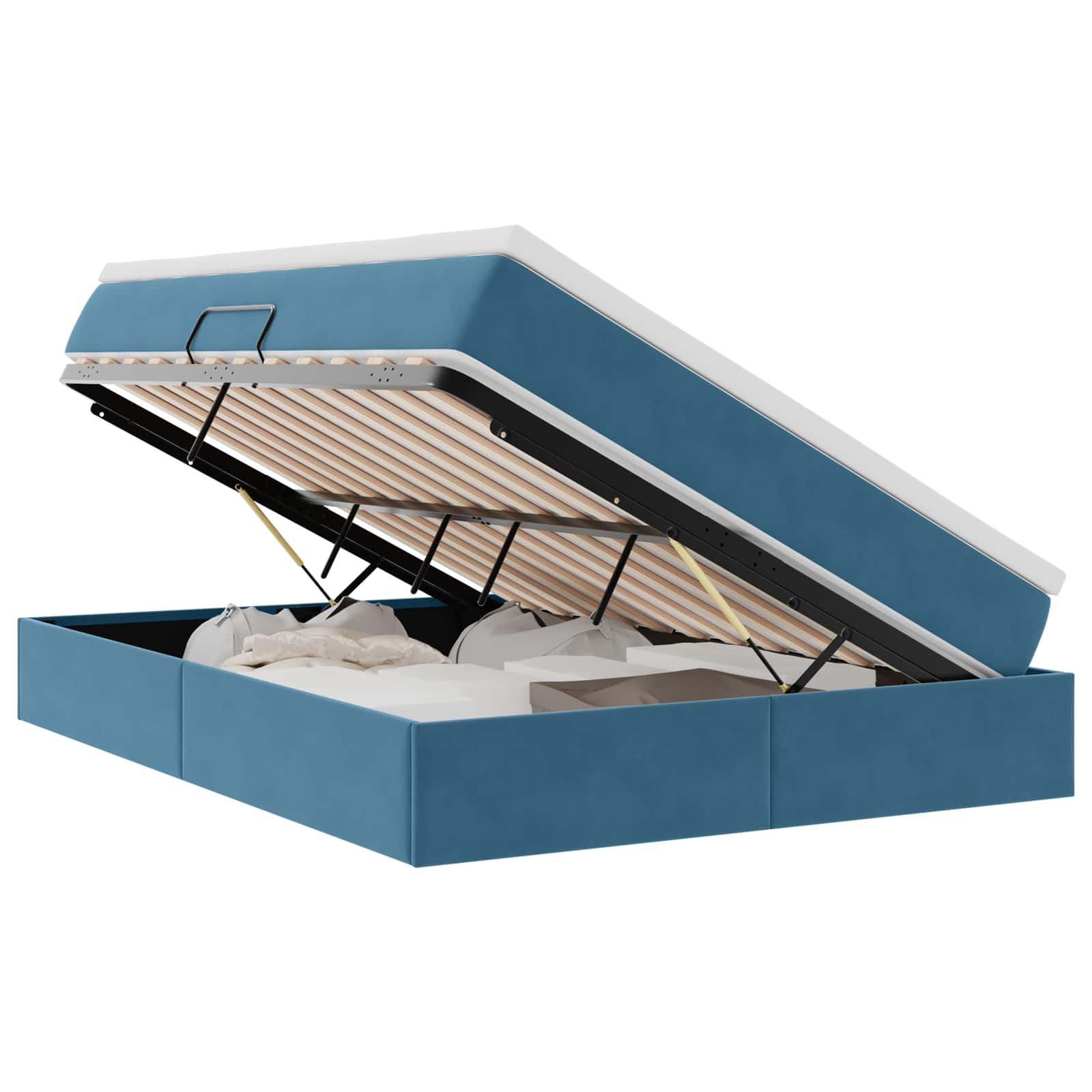 Opbergbed met matras Donkerblauw 140 x 200 cm Fluweel is nu te koop bij PeponiXL, paradijselijk wonen!