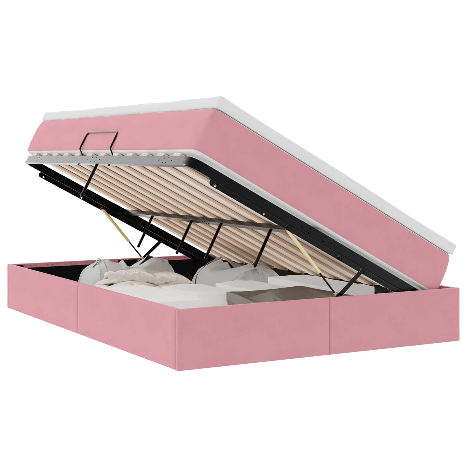 Opbergbed met matras met matras Roze 140 x 200 cm Fluweel is nu te koop bij PeponiXL, paradijselijk wonen!