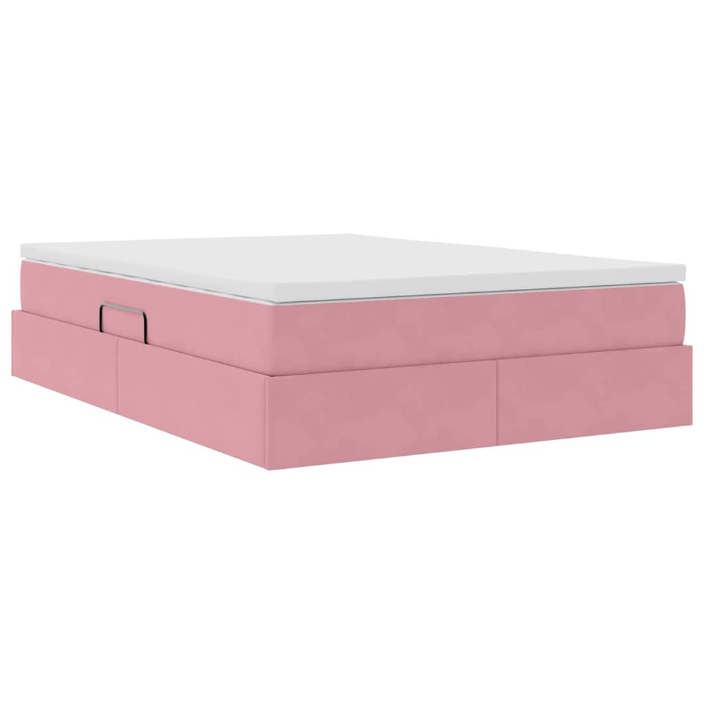 Opbergbed met matras met matras Roze 140 x 200 cm Fluweel is nu te koop bij PeponiXL, paradijselijk wonen!